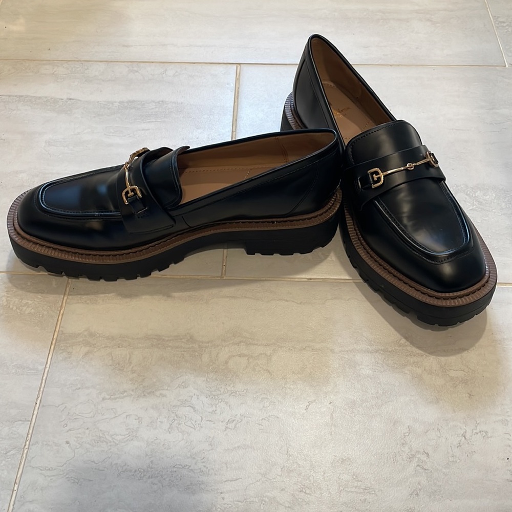 Sam Edelman Black Loafers with Gold Accents - Picture 3 of 3